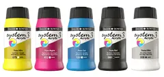 System3 akrylmaling primærfarger 5 stk x 500 ml
