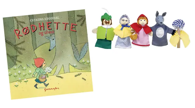 Rødhette og ulven bok med fingerdukker 