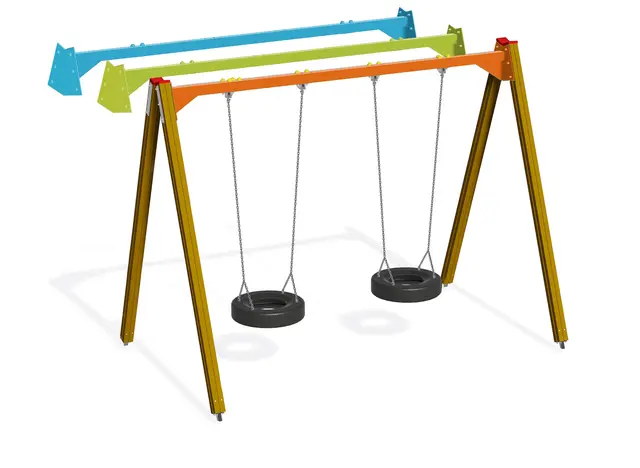 Dobbelt huskestativ trestolper blå B320 x D202 x H252 cm 