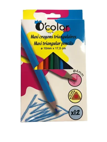 Fargeblyanter trekantede Ø10 mm, 12 stk 