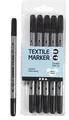 Tekstiltusjer sorte Ø2,3+3,6 mm, 6 stk