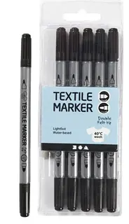 Tekstiltusjer sorte Ø2,3+3,6 mm, 6 stk