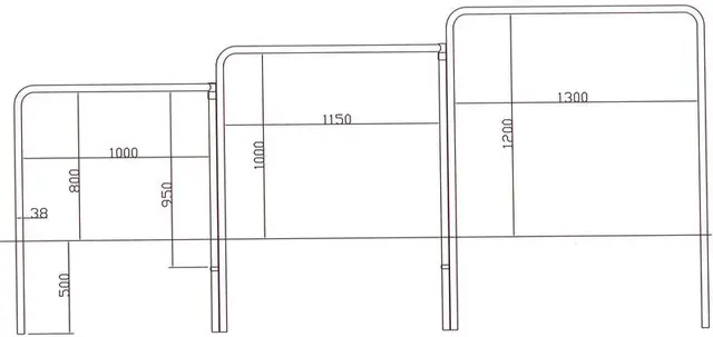 Trippelt kolbøttestativ L345 x H80-100-120 cm 