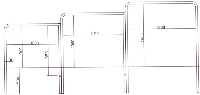 Trippelt kolbøttestativ L345 x H80-100-120 cm 