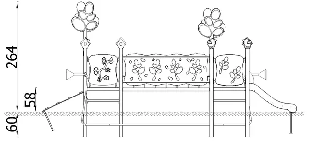 Queco sett 38 L609 x B309x H264 cm 