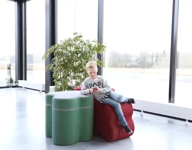 Hang on puff stor Kunstlær Blå 494 