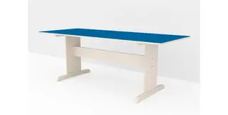 Linoleumsbord med T-fot L200 x B90 cm Blå 3030