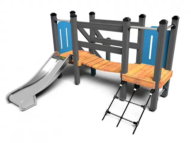 Buer lekeapparat Antrasitt beis, blå sideplate 