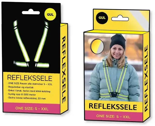 Reflekssele gul One Size, S-XXL 