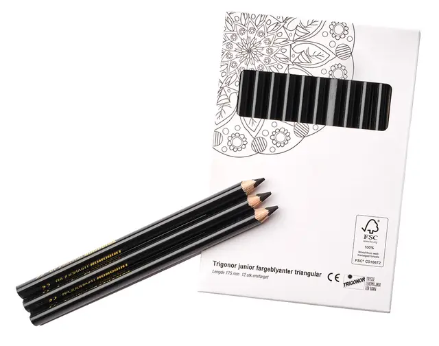 Trigonor trekantede  fargeblyanter sort Ø10 mm, 12 stk 