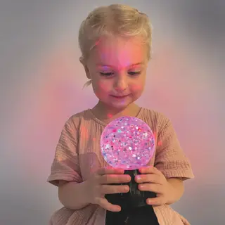 Sensorisk glitterlampe Ø9 cm, H13 cm