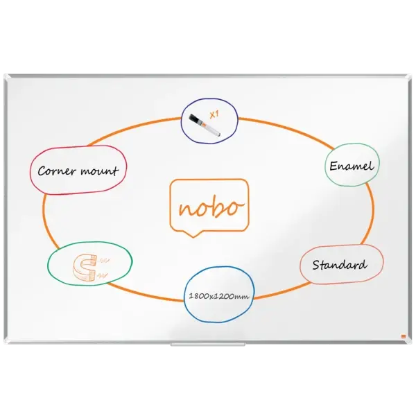 Whiteboardtavle Premium emaljert B180 x H120 cm 