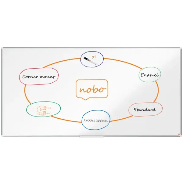 Whiteboardtavle Premium emaljert B240 x H120 cm 