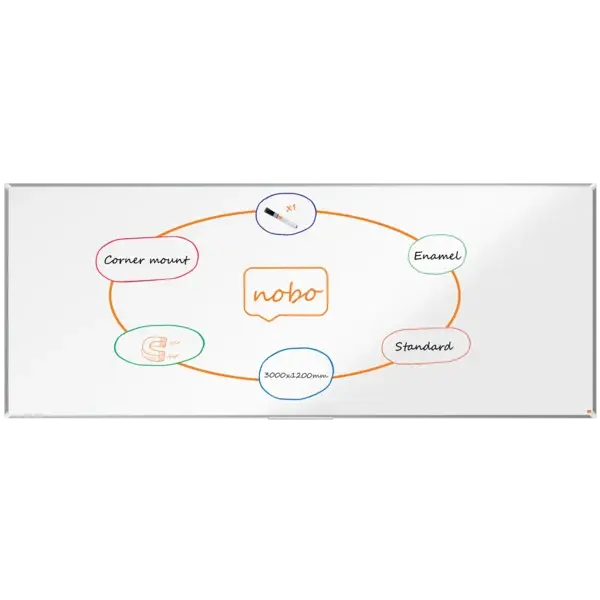 Whiteboardtavle Premium emaljert B300 x H120 cm 