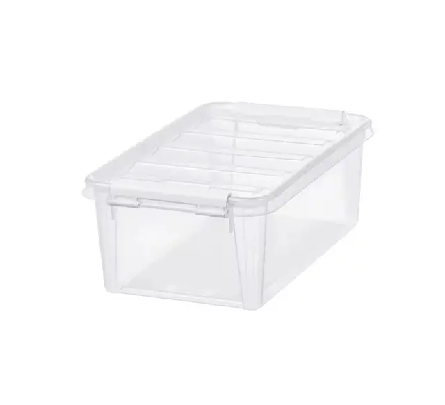 Oppbevaringskasse transparent m/lokk B19 x D30 x H11 cm 