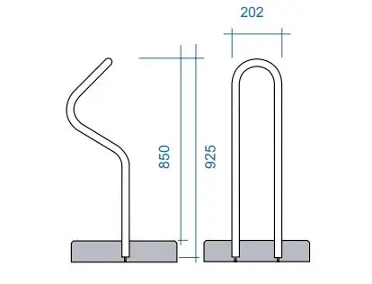 Publicus sykkelstativ for betongsokkel B20 x D85 x H93 cm 