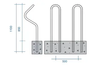 Publicus sykkelstativ for nedstøping B20 x D85 x H110 cm