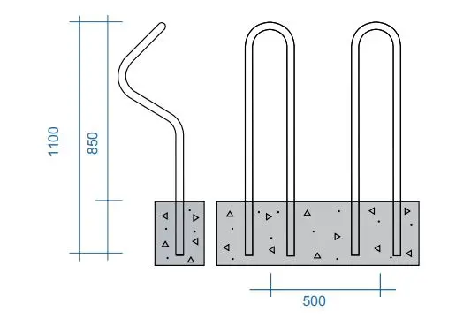 Publicus sykkelstativ for nedstøping B20 x D85 x H110 cm 