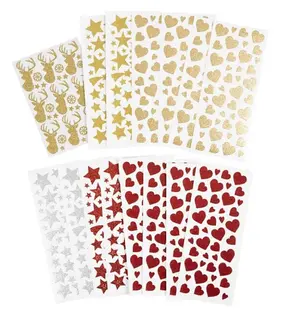 Glitterstickers jul L24 x B10 cm / L18,5 x B12 cm, 8 ark