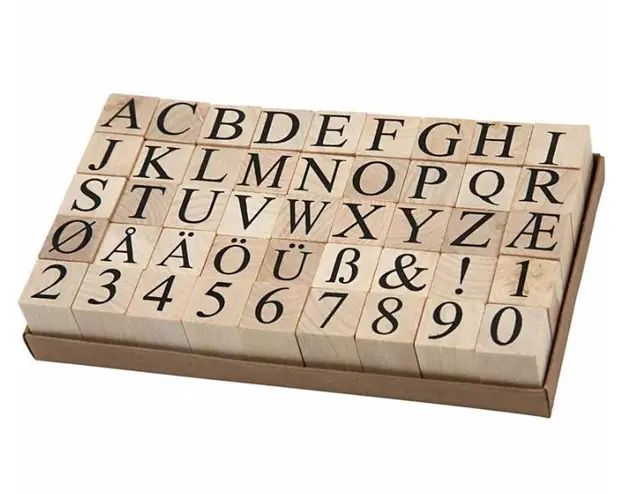 Stempelsett 15 mm L20 x B20 mm, 45 stk 