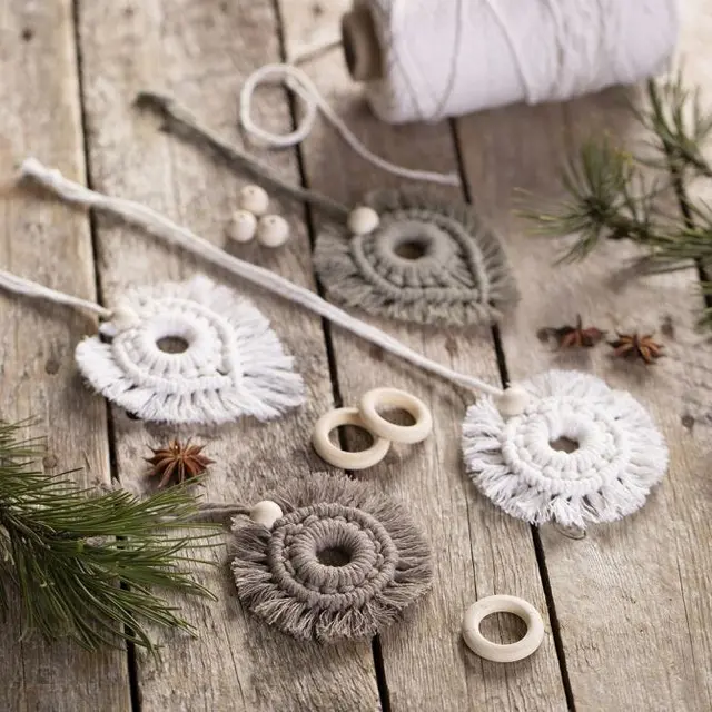 Macramè-snor råhvit L198 m 