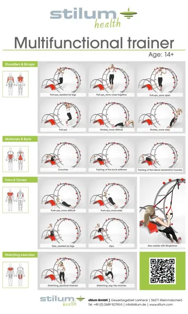 Multifunctional trainer L382 x B116 x H200 cm, inst. dybde 15 cm 