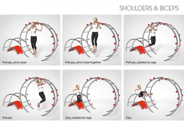 Multifunctional trainer L382 x B116 x H200 cm, inst. dybde 15 cm 