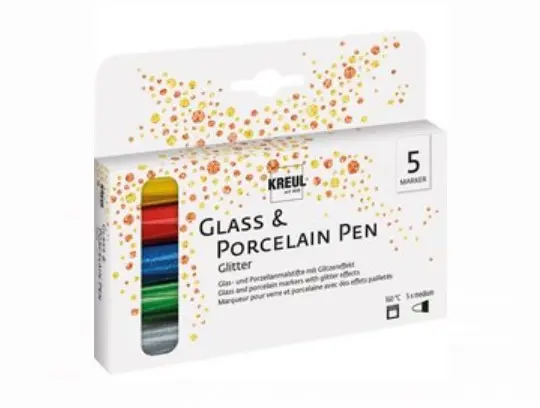 Porselensmalingstusj glitter Ø1-3 mm, 5 stk 