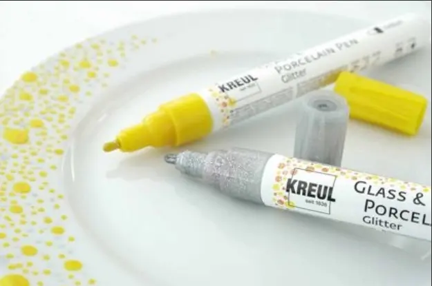 Porselensmalingstusj glitter Ø1-3 mm, 5 stk 