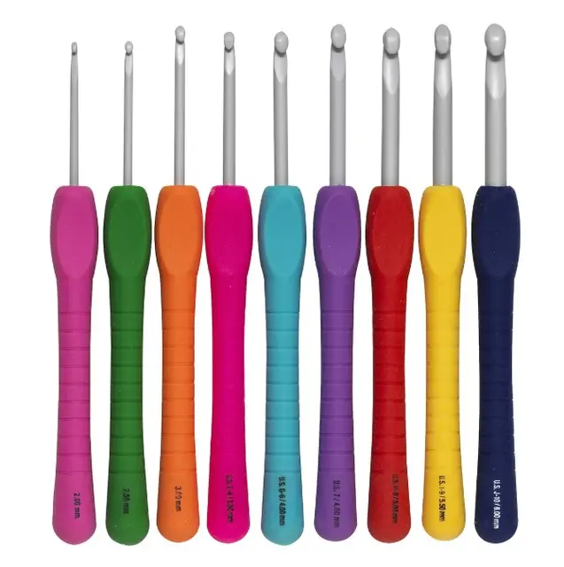 Heklenåler Easy Grip sett 9 stk 