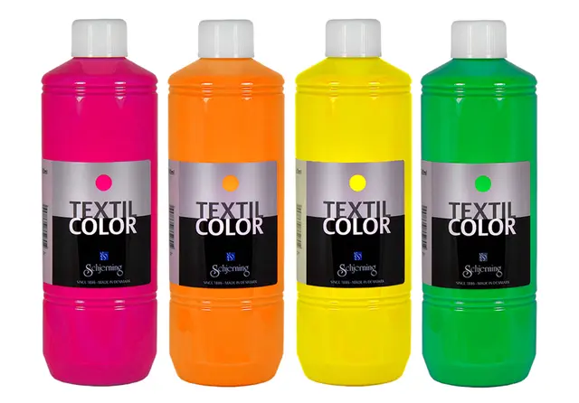 Tekstilmaling neon 4 stk x 500 ml 
