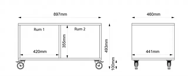 Freja skolereol 2 rom hvit B90 x D46 x H49 cm 