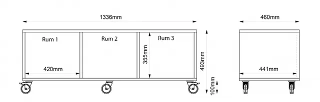 Freja skolereol 3 rom hvit B134 x D46 x H49 cm 