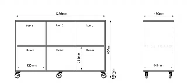 Freja skolereol 6 rom hvit B134 x D46 x H87 cm 