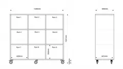 Freja skolereol 9 rom B134 x D46 x H124 cm