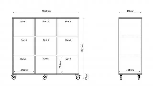 Freja skolereol 9 rom hvit B134 x D46 x H124 cm 