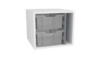 Freja 2 medium plastskuffer. Skillevegg