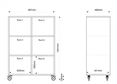 Freja skolereol 6 rom h&#248;y B90 x D46 x H124 cm