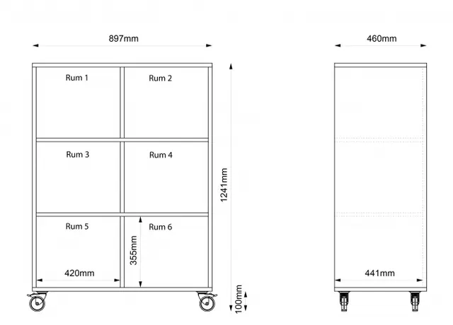 Freja skolereol 6 rom høy hvit B90 x D46 x H124 cm 