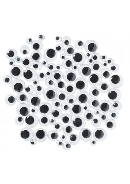 Plastøyne selvklebende Ø5-15 mm, 100 stk 