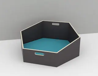 Hexa modul lekekrok m blå madrass B 80 D 92 X H 38,5 / 20 cm