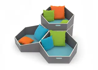 Hexa modul lekekrok m blå madrass B 80 D 92 X H 38,5 / 20 cm