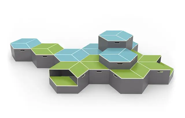 Hexa modul oppbevaringsboks Grønn B 80 x D 92 H 40 cm 