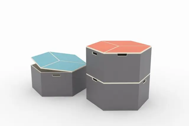 Hexa modul oppbevaringsboks blå B 80 x D 92 H 40 cm 