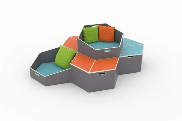 Hexa modul oppbevaringsboks blå B 80 x D 92 H 40 cm 