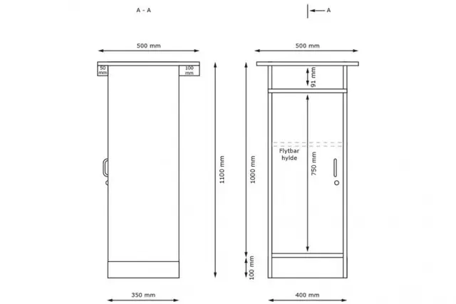 Innskrivningspult med stort skap rød B40 x D35 x H110 cm 