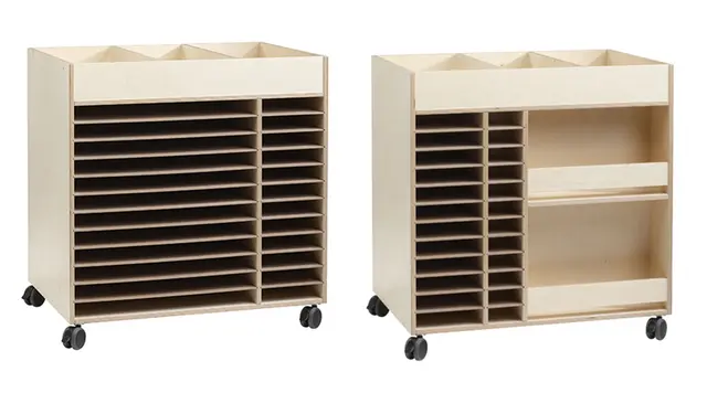 Materialvogn i hvitpigmentert bjerk B93 x D64 x H88 cm 