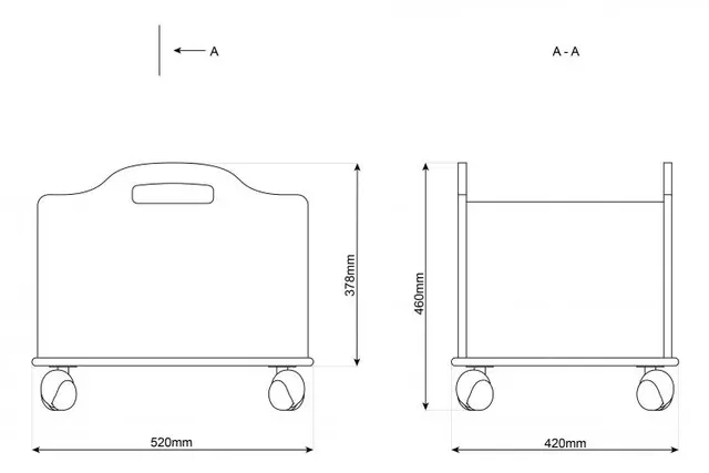 Oppbevaringskasse på hjul S B52 x D42 x H46 cm 