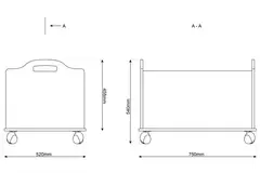 Oppbevaringskasse p&#229; hjul L B75 x D52 x H54 cm