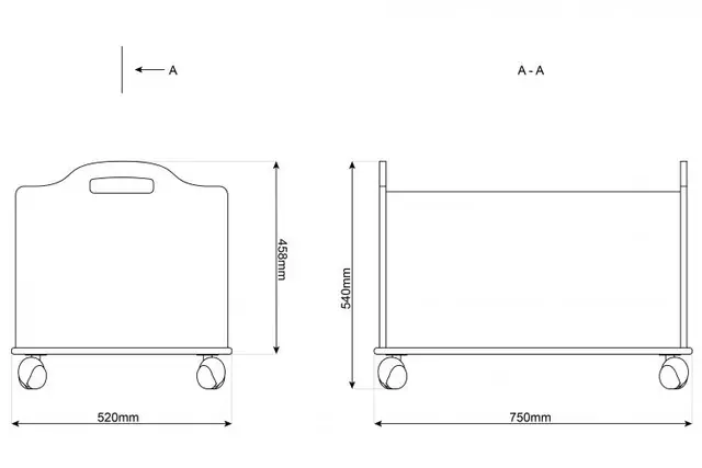 Oppbevaringskasse på hjul L B75 x D52 x H54 cm 